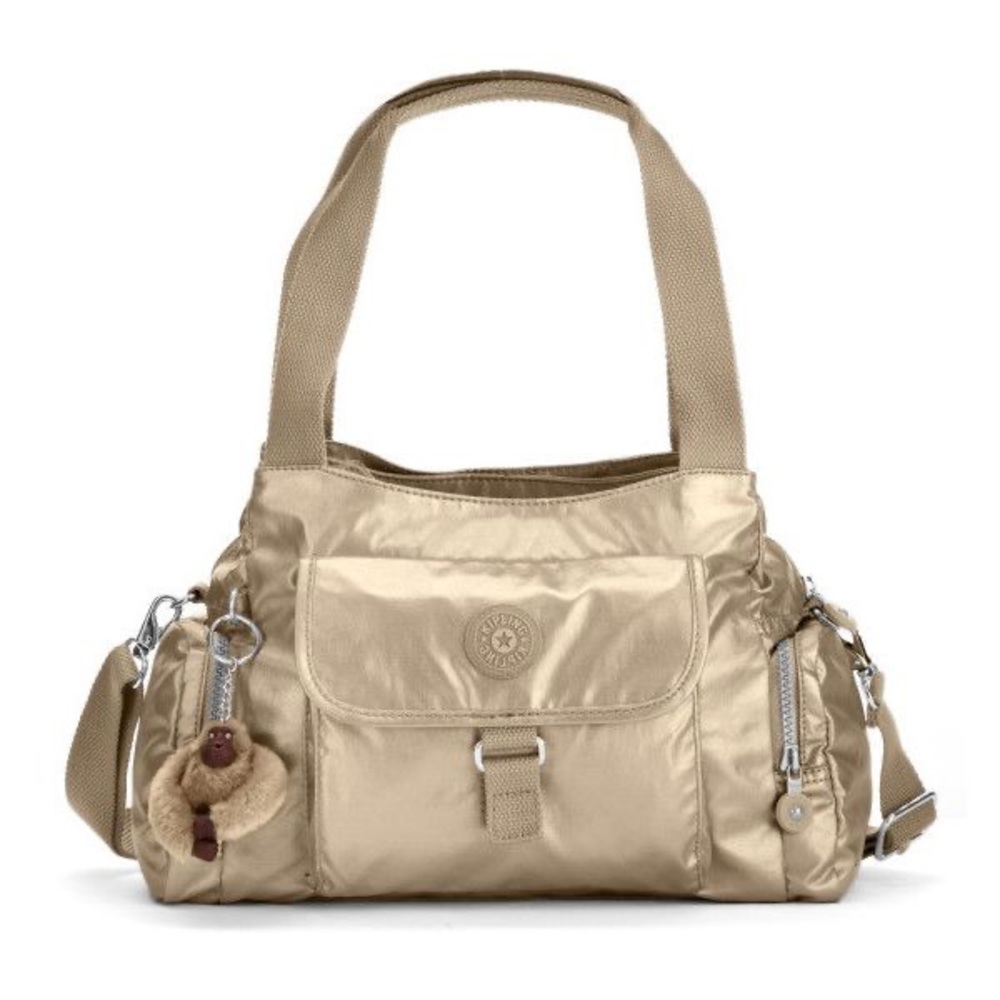 Kipling Cyrene Sparkly Gold Bag purse BUNDLE